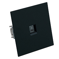 Розетка компьютерная 1-местная RJ-45 (механизм), STEKKER, серия Мия, RST00-3117-05, черный бархат 50450