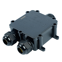 Распределительная коробка STEKKER LD551, количество вводов: 3, поликарбонат, нейлон, цвет черный, размер 130,1*80,5*35,3мм. 50553