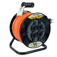 Удлинитель на пластиковой катушке Stekker STD02-41-50  50м, 4 гнезда с/з 3*1, оранжевый, серия Standart (UG) 39709