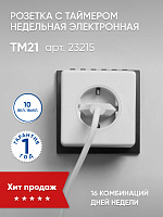 Розетка с таймером Feron TM21 недельная электронная мощность 3500W/16A  Розетка с таймером Feron TM21 недельная электронная мощность 3500W/16A