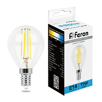 Лампа светодиодная Feron LB-511 Шарик E14 11W 230V 6400K 38225 Лампа светодиодная Feron LB-511 Шарик E14 11W 230V 6400K 38225