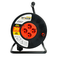 Удлинитель на катушке Stekker STD03-20-30 Standart 4-местный с/з ПВС 3*1,5, оранжевый, 16А, IP20,30м (50184) 50184