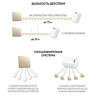 Выключатель беспроводной FERON, TM82, 7мВт, IP20, двухклавишный, золото 41726 Выключатель беспроводной FERON, TM82, 7мВт, IP20, двухклавишный, золото 41726