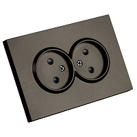 Розетка 2-местная с защитной шторкой, STEKKER,  б/з, 250В, 16А, серия Эмили, RST10-5116-09, антрацит, soft touch 49929