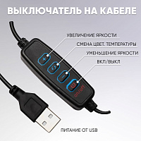 Кольцевая лампа Uzumi 245 мм с USB проводом, с регул. цвет.тем-ры 3000-6000К, WD-7777 48164 Кольцевая лампа Uzumi 245 мм с USB проводом, с регул. цвет.тем-ры 3000-6000К, WD-7777 48164