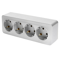 Розетка 4-местная с/з открытой установки, STEKKER, 250В, 16А, IP20, серия София, серебро, MST16-14-03  49332 Розетка 4-местная с/з открытой установки, STEKKER, 250В, 16А, IP20, серия София, серебро, MST16-14-03  49332