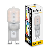 Лампа светодиодная Feron LB-430 G9 5W 230V 2700K 25636 Лампа светодиодная Feron LB-430 G9 5W 230V 2700K 25636