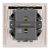 Выключатель 1-клавишный c индикатором (механизм), STEKKER, 250В, 10А, серия Мия, RSW10-3101-08, пудровый жемчуг 50475