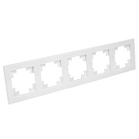 Рамка 5-местная, стекло, STEKKER, GFR00-7005-01, серия Катрин, белый 39637