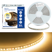 Светодиодная LED лента Feron LS501, 120SMD(2835)/м 11Вт/м 24V 30000*8*1.22мм 3000К 30м IP20