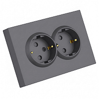 Розетка 2-местная с защитной шторкой, STEKKER, с/з, 250В, 16А, серия Эмили, RST16-5114-10, платиново-серый, soft touch 49960