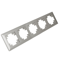 Рамка STEKKER, PFR00-7005-03 5-местная, пластик, серия Катрин, серебро 39801 Рамка STEKKER, PFR00-7005-03 5-местная, пластик, серия Катрин, серебро 39801