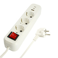 Удлинитель 3-местный с/з с выключ. STEKKER HM071-31-02 3x1мм2, 2м, 250В, 16А, 1USB+2C, 2.4A, сер Home, белый 50136 Удлинитель 3-местный с/з с выключ. STEKKER HM071-31-02 3x1мм2, 2м, 250В, 16А, 1USB+2C, 2.4A, сер Home, белый 50136