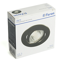 Светильник потолочный встраиваемый Feron DL11 MR16 50W G5.3 чёрный матовый  48466 Светильник потолочный встраиваемый Feron DL11 MR16 50W G5.3 чёрный матовый  48466