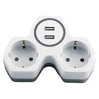 Разветвитель сетевой 2-местный с/з STEKKER ADP16-14-20, 250V, 16A и 2-мя USB выходами на 2,4А, огнеустойчивый пластик, белый/серый 32872 Разветвитель сетевой 2-местный с/з STEKKER ADP16-14-20, 250V, 16A и 2-мя USB выходами на 2,4А, огнеустойчивый пластик, белый/серый 32872
