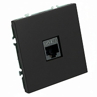 Розетка компьютерная 1-местная RJ-45 (механизм), STEKKER, серия Эмили, RST00-5117-05, черный уголь, soft touch  49847