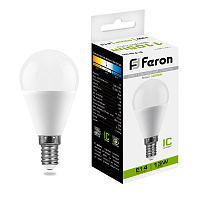 Лампа светодиодная Feron LB-950 Шарик E14 13W 175-265V 4000K 38102 Лампа светодиодная Feron LB-950 Шарик E14 13W 175-265V 4000K 38102