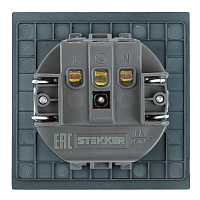 Розетка 1-местная с защитной шторкой с/з (механизм), STEKKER, 250В, 16А, серия Мия, RST16-3110-05, черный бархат 50454