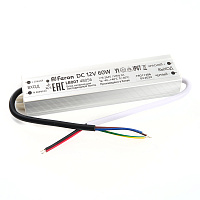 Трансформатор электронный для светодиодной ленты 60W 12V IP67 (драйвер), LB007 FERON Артикул 48056 Трансформатор электронный для светодиодной ленты 60W 12V IP67 (драйвер), LB007 FERON Артикул 48056
