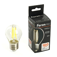 Лампа светодиодная Feron.PRO LB-1708 Шарик E27 1300LM 8W 175-265V 4000K 51254 Лампа светодиодная Feron.PRO LB-1708 Шарик E27 1300LM 8W 175-265V 4000K 51254