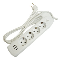 Удлинитель 4-местный c/з 3x1 мм2, 3 м, 250В, 10А, 2USB+1Type-C 2,4А, серия Home plus, белый STEKKER HM08-43-02 49978 Удлинитель 4-местный c/з 3x1 мм2, 3 м, 250В, 10А, 2USB+1Type-C 2,4А, серия Home plus, белый STEKKER HM08-43-02 49978
