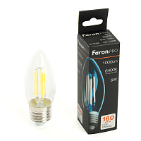 Лампа светодиодная Feron.PRO LB-1206 Свеча E27 1000LM 6W 175-265V 6400K 51240 Лампа светодиодная Feron.PRO LB-1206 Свеча E27 1000LM 6W 175-265V 6400K 51240