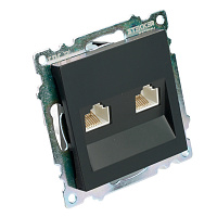 Розетка компьютерная 2-местная RJ-45 (механизм) ,STEKKER ,GLS00-7109-05, серия Катрин, черный  50007 Розетка компьютерная 2-местная RJ-45 (механизм) ,STEKKER ,GLS00-7109-05, серия Катрин, черный  50007
