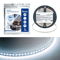 Лента светодиодная 120SMD(2835)/м 11Вт/м 24V 5000*8*1.22мм 6500К, LS506 FERON