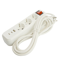 Удлинитель 3-местный с/з с выключ. STEKKER HM071-31-05 3x1мм2, 5м, 250В, 16А, 1USB+2C, 2.4A, сер Home, белый 50138 Удлинитель 3-местный с/з с выключ. STEKKER HM071-31-05 3x1мм2, 5м, 250В, 16А, 1USB+2C, 2.4A, сер Home, белый 50138