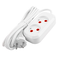 Удлинитель 2-местный, б/з Stekker HM01-20-02, 2м, 2x0,75, серия Home (У10-428), белый 39201