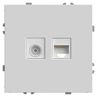 Розетка TV + компьютерная RJ-45 (механизм), STEKKER, серия Эмили, RST00-5106-01, белый фарфор, soft touch  49872 Розетка TV + компьютерная RJ-45 (механизм), STEKKER, серия Эмили, RST00-5106-01, белый фарфор, soft touch  49872