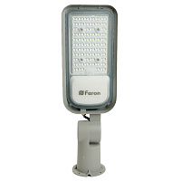 Светодиодный уличный консольный светильник Feron SP3060 50W 6400K 100-265V/50Hz, серый 48762 Светодиодный уличный консольный светильник Feron SP3060 50W 6400K 100-265V/50Hz, серый 48762