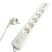 Сетевой фильтр 5-местный с/з STEKKER3x1мм2, 1,8 м, 250В, 16А, 2 USB-A+2 Type-C, серия Nova, белый 50102 Сетевой фильтр 5-местный с/з STEKKER3x1мм2, 1,8 м, 250В, 16А, 2 USB-A+2 Type-C, серия Nova, белый 50102