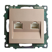 Розетка компьютерная 2-местная RJ-45 (механизм) STEKKER GLS00-7109-02, серия Катрин, шампань 50004 Розетка компьютерная 2-местная RJ-45 (механизм) STEKKER GLS00-7109-02, серия Катрин, шампань 50004