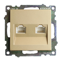 Розетка компьютерная 2-местная RJ-45 (механизм) STEKKER GLS00-7109-08, серия Катрин, золото 50009 Розетка компьютерная 2-местная RJ-45 (механизм) STEKKER GLS00-7109-08, серия Катрин, золото 50009