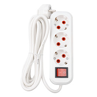 Удлинитель трехместный с/з с выключателем STEKKER HM03-31-05 3x0,75, 5м, серия Home (У10А-002), белый 39199