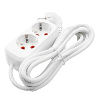 Удлинитель 2-местный с/з Stekker, HM01-21-03, 3м, 3x0,75, серия Home (У10-001), белый 39206