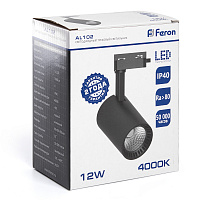 Светодиодный светильник Feron AL102 трековый однофазный на шинопровод 12W 4000K 60 градусов черный Артикул 32516 Светодиодный светильник Feron AL102 трековый однофазный на шинопровод 12W 4000K 60 градусов черный Артикул 32516
