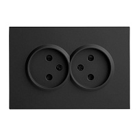 Розетка 2-местная с защитной шторкой, STEKKER,  б/з, 250В, 16А, серия Эмили, RST16-5116-05, черный уголь, soft touch 49851
