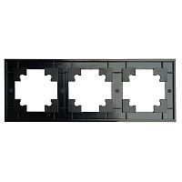 Рамка 3-местная, стекло, STEKKER GFR00-7003-05М, серия Катрин, черный матовый 49602