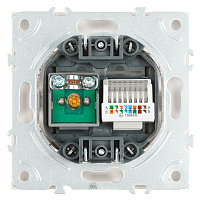 Розетка TV + компьютерная RJ-45 (механизм), STEKKER, серия Эмили, RST00-5106-01, белый фарфор, soft touch  49872