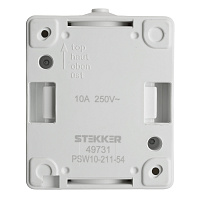 Выключатель 1-клавишный STEKKER, PSW10-211-54, открытой установки, 250В, 10А, IP54, белый/серый 49731