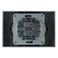 Розетка 2-местная с з/ш, с/з, СЗК, STEKKER, 250В, 16А, серия Эмили, RST16-5114-10ZK, платиново-серый, soft touch 50244