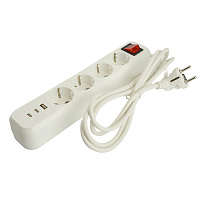Удлинитель 4-местный с/з с выключ. STEKKER HM071-41-02 3x1мм2, 2м, 250В, 16А, 1USB+2C, 2.4A, сер Home, белый 50139 Удлинитель 4-местный с/з с выключ. STEKKER HM071-41-02 3x1мм2, 2м, 250В, 16А, 1USB+2C, 2.4A, сер Home, белый 50139
