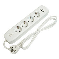 Удлинитель 4-местный c/з 3x1 мм2, 1,8 м, 250В, 10А, 2USB+1Type-C 2,4А, серия Home plus, белый STEKKER HM08-43-02 49971 Удлинитель 4-местный c/з 3x1 мм2, 1,8 м, 250В, 10А, 2USB+1Type-C 2,4А, серия Home plus, белый STEKKER HM08-43-02 49971