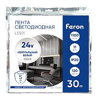 Светодиодная LED лента Feron LS501, 120SMD(2835)/м 11Вт/м 24V 30000*8*1.22мм 4000К 30м IP20