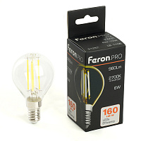 Лампа светодиодная Feron.PRO LB-1706 Шарик E14 960LM 6W 175-265V 2700K 51256 Лампа светодиодная Feron.PRO LB-1706 Шарик E14 960LM 6W 175-265V 2700K 51256