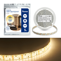 Cветодиодная LED лента Feron LS615, 240SMD(2835)/м 19.2Вт/м  5м IP65 12V 3000К Артикул 27734 Cветодиодная LED лента Feron LS615, 240SMD(2835)/м 19.2Вт/м  5м IP65 12V 3000К Артикул 27734