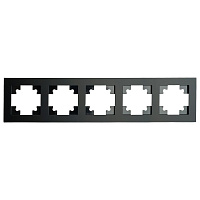 Рамка 5-местная, стекло, STEKKER, GFR00-7005-05М,серия Катрин, черный матовый 49604