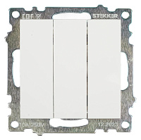 Выключатель 3-клавишный (механизм), STEKKER GLS10-7108-01, 250V, 10А, серия Катрин, белый  49171 Выключатель 3-клавишный (механизм), STEKKER GLS10-7108-01, 250V, 10А, серия Катрин, белый  49171